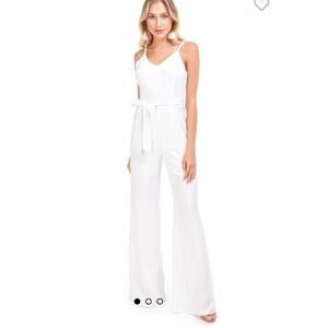 Line+Dot Marlien Jumpsuit White Deep Back Slit Leg Medium